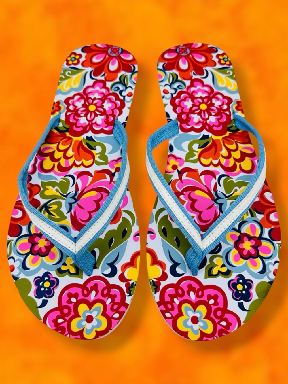 Vera Bradley Floral Printed Colorful Nautical Thong Pool Slip On Beach Flip Flop